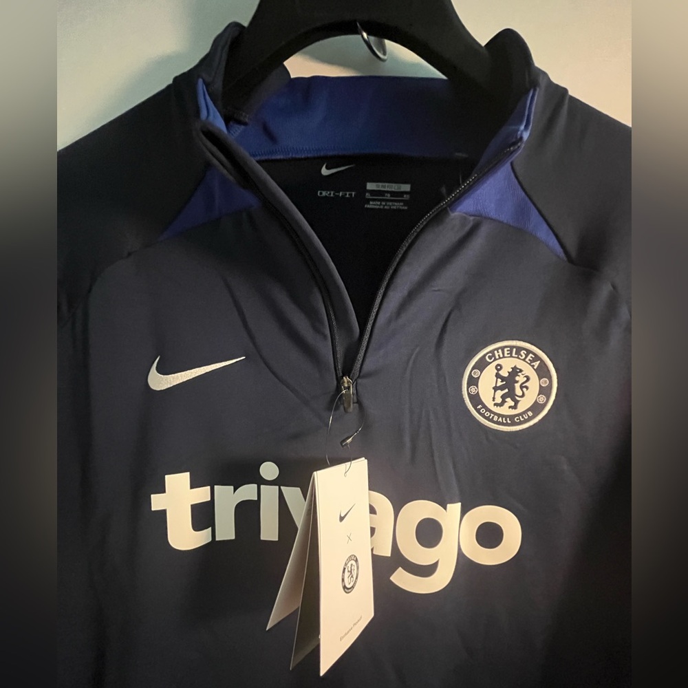 Nike Exclusive Chelsea Dri-Fit Strike Drill Stretch Active Top sz XL Navy/White - Picture 8 of 14